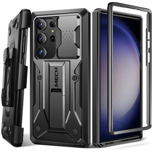 TONGATE Compatible with Samsung Galaxy S23 Ultra Case with Sliding Camera Cover, [with Front Frame] Dual Layer Military Grade Protection Belt-Clip & Kickstand Phone Case for Galaxy S23 Ultra, Black
