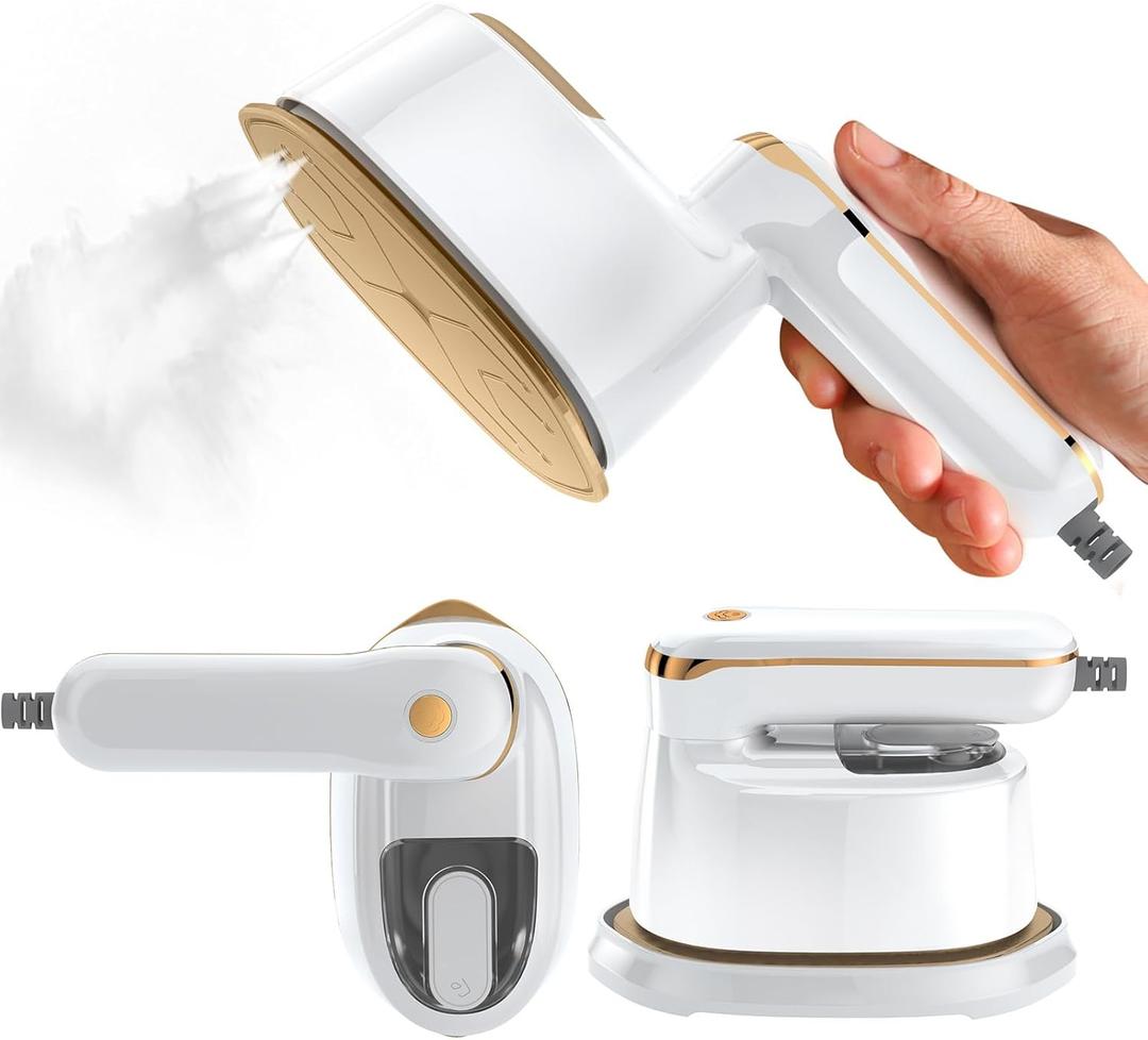 Mini Steam Iron, 2-IN-1 Handheld Size Steamer,1100W & 15s Fast Heat Up, Portable Steamer Iron for Home & Gift, Travel (White)