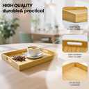 Set of 2 Bamboo Serving Trays with Handles, Wooden Breakfast Trays