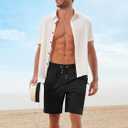 GEEK LIGHTING Mens Shorts Casual Cotton Drawstring Zipper Pockets Elastic Waist Lightweight Summer Athletic Beach Shorts (Black, XXL)