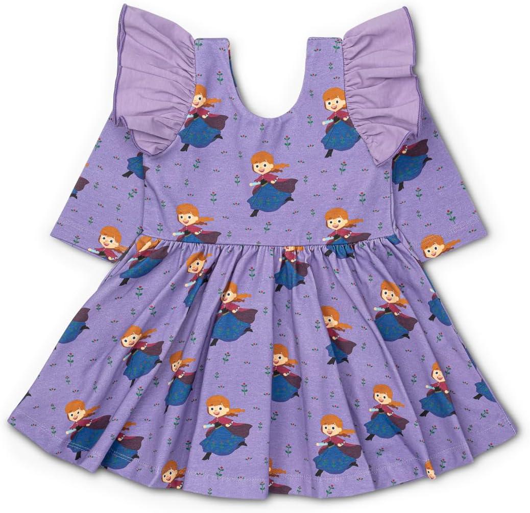 monica + andy Let's Dance Double Ruffle Dress, Size 10, Disney's Frozen Anna, 100% Organic Kids Clothes for Girls, Long Sleeve, Sustainable Super Soft Fabric, Sizes for Kids, Toddler & Infant, 10 Years