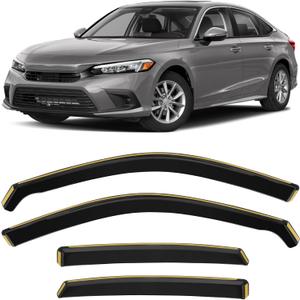 Shatterproof in-Channel Window Rain Guards for Honda Civic Sedan 2022-2025 (Not for Hatchback), Window Deflectors, Window Visors for Car, Vent Deflector, 4pcs