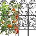 Amagabeli 4 Pack Garden Trellis for Climbing Plants Outdoor, 46" x 15" Rose Wrought Iron Trellis for Vine Vegetable Flower Ivy Cucumber Decorative Trellis, Black