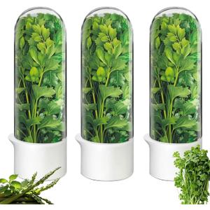 Herb Saver for Refrigerator, Cilantro Container for Fridge, Fresh Herbs Lettuce Keeper for Refrigerator Parsley Mint Leaves Fresh Herb Keeper, Refrigerato Storage for Fresh for 2-3 Weeks