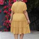 Nemidor Womens Plus Size Summer Midi Dress Casual Tiered Floral Print Beach Swing Boho Dresses with Pocket 16-26