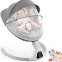 Baby Swing for Infants,Comfort Cradling Baby Rocker Portable Newborn Swing with Music/Remote Control/Timing Function,Grey (Gray)