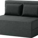 FILUXE Convertible Folding Sofa Bed - Sleeper Chair with Pillow, Modern Linen Fabric Floor & Futon Couch, Foldable Mattress for Living Room/Dorm/Guest/Home Office/Apartment, Standard Size, Dark Gray