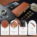 XcaseBar for Samsung Galaxy A14 5G Wallet case with Zipper Credit Card Holder RFID Blocking, Flip Folio Book PU Leather Phone case Shockproof Cover Women Men for Samsung A14 case Light Brown