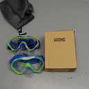 Aegend Kids Swim Goggles Snorkel Diving Mask for Kids Youth 3-15, Knitted Fabric Strap, Anti-Fog 180 Clear View (2 Pack-deep Blue & Light Blue)