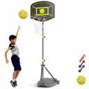 Adjustable Kids Basketball Hoop - Indoor Outdoor Play Set for Ages 3-8,Portable with Pump & Toddler-Sized Basketball