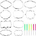10 Pieces Plaque Frame Cookie Cutter Stainless Steel Biscuit Cutter Fondant Cake Decorating Tools and 6 Pieces Sugar Stirring Pins for Kitchen Baking