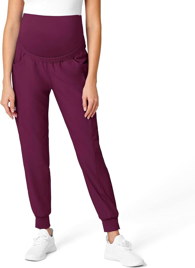 WonderWink Women's W123 Maternity Jogger Scrub Pant (Wine)