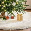 36 Inch Faux Fur Christmas Tree Skirt, Fluffy Plush Skirt for Christmas Tree, White Christmas Tree Rug Skirt Perfect for Christmas Party Decorations