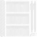 Fulmoon 50 Pcs Ballpoint Pens Bulk Retractable Comfortable Writing Pens Cute Christmas Supplies in Medium Point 1.0 mm for Teacher Office Home Baby Shower (White,Black Ink)
