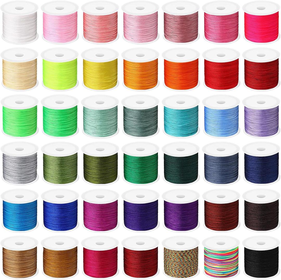 Timgle 42 Colors Chinese Knotting Cord 55 Yards 0.8 mm Nylon String Cord for Bracelets Nylon Beading Thread for Kumihimo Necklace Beading Dream Catchers Jewelry Making Christmas Ornament Braid Hair