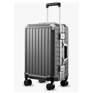 Carry On Luggage with Spinner Wheels, 8010S Aluminum Frame Zipperless Polycarbonate Hard Shell Suitcase (ZX-Core, Charcoal Metallic, 20 Inch