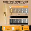 Benkut Modern LED Wall Sconce Gold Remote Wall Light Fixtures for Bathroom, Dimmable Vanity Light Indoor LED Remote Wall Sconce for Living Dining Room Bedside Bedroom (3000-6500K 35.4inch)