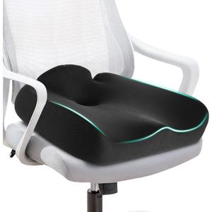 Ergonomic Memory Foam Seat Cushions for Office Chairs Office Chair Cushion for Coccyx, Tailbone & Pressure Relief Large Desk Chair Pad for Office, Gaming & Long Sitting,Washable Non-Slip Cover