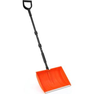 Yocada Snow Shovel 55" Long for Home Garage Driveway Snow Removal with D-Grip Handle Aluminum Strip Large Capacity Orange Shovel for Garden Car Camping Outdoor