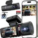 3 Channel 4K Dash Cam Front and Rear Inside, Built-in 5G WiFi,4K+1080P+1080P Dash Camera with 64GB Card,3.16” IPS Screen,Loop Recording, G-Sensor, 24H Parking Monitor, Night Vision(Rose Gold)