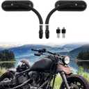 Black 8mm 10mm Motorcycle Mini Oval Rearview Mirrors For Dyna Softail Touring Sportster 883 1200 Electra Glide Cruisers Choppers