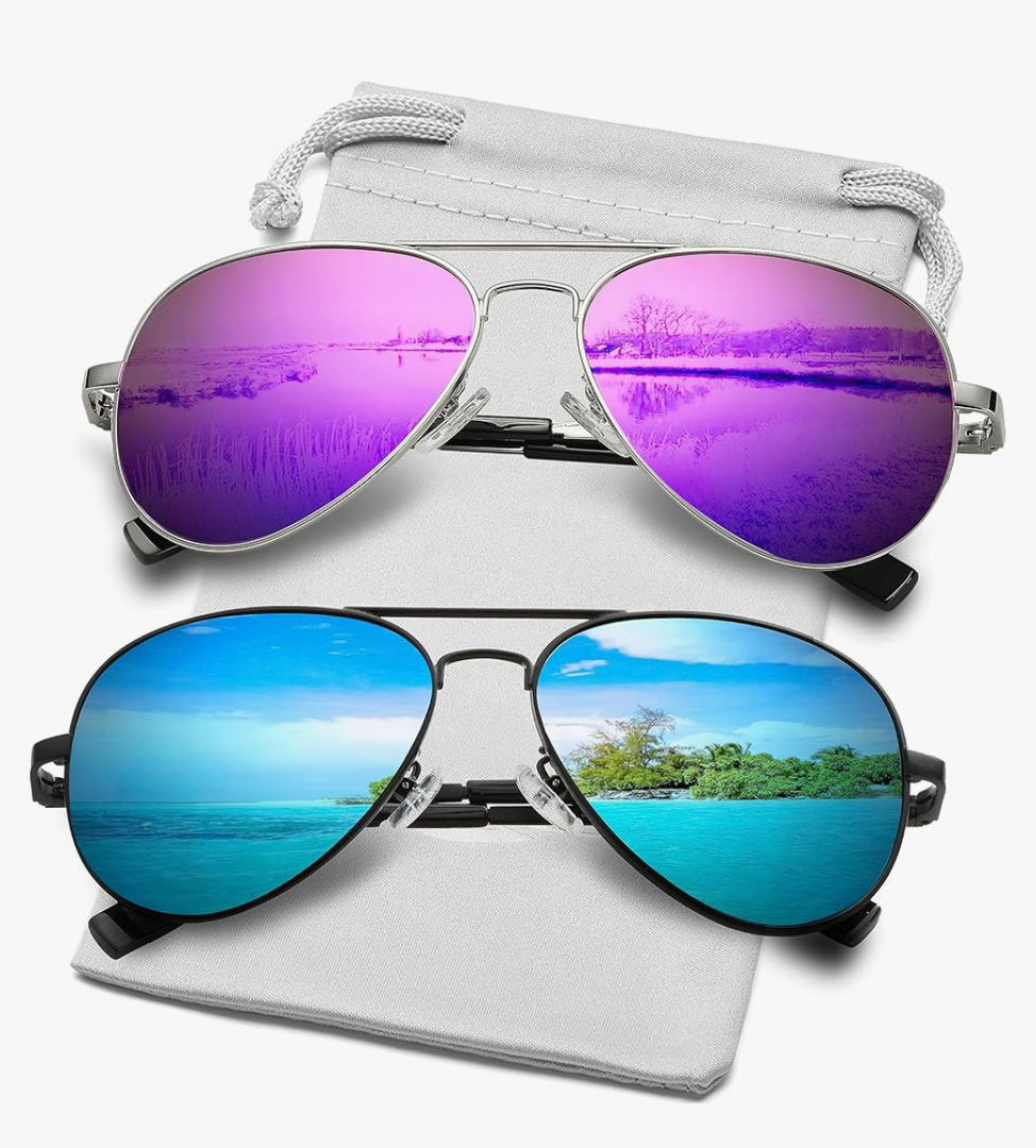 LIVHO Classic Aviator Polarized Sunglasses for Men Women Spring Hinge Metal Frame UV400 Protection