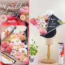 Thiccywoov 43 Pcs Graduation Cap Decorations Kit Includes Artificial Flowers Faux Flower Heads 3D Butterfly Stickers Pearl Rhinestones Glitter Stickers for Grad Cap Topper DIY Graduation Gift (Pink)