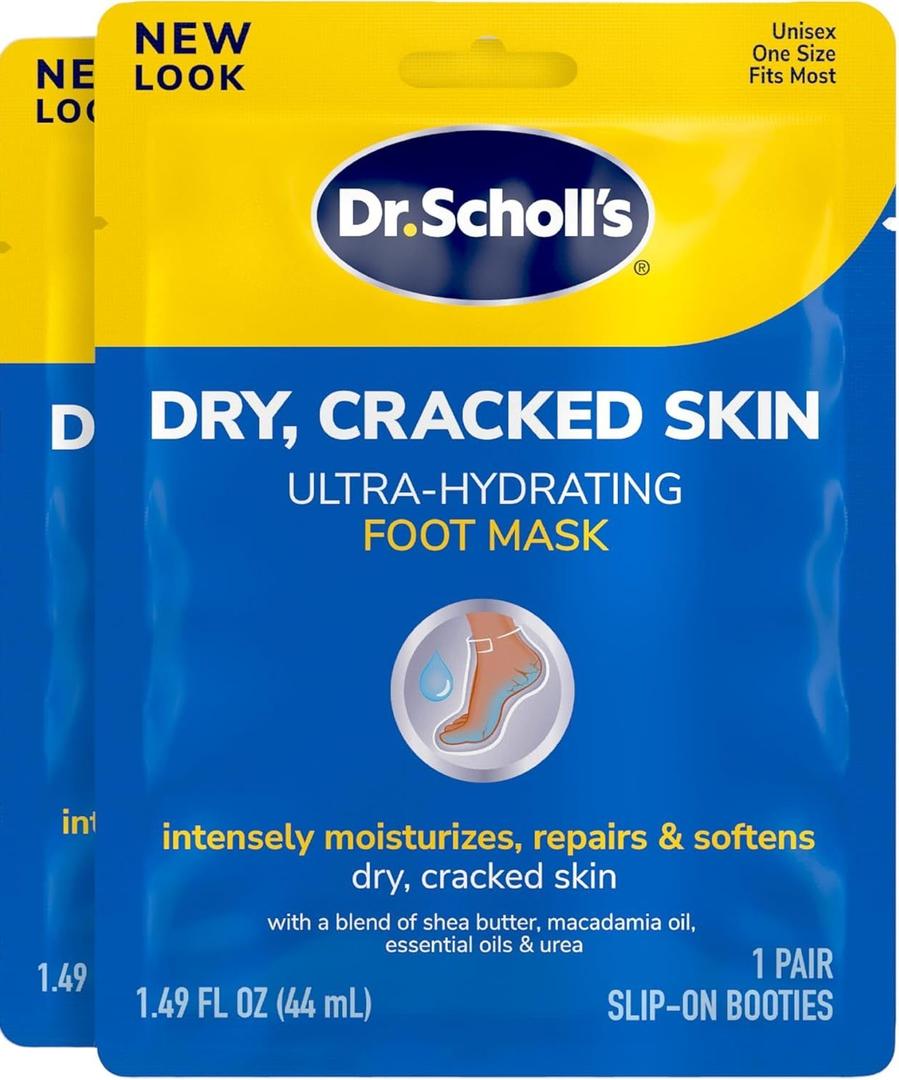 Dr. Scholl's Dry, Cracked Skin, Ultra Hydrating Foot Mask, 2 Pairs Moisturizing Socks: Intensely Moisturizes Repairs and Softens Rough Dry Skin with Urea & Essential Oils for Dry Cracked Feet