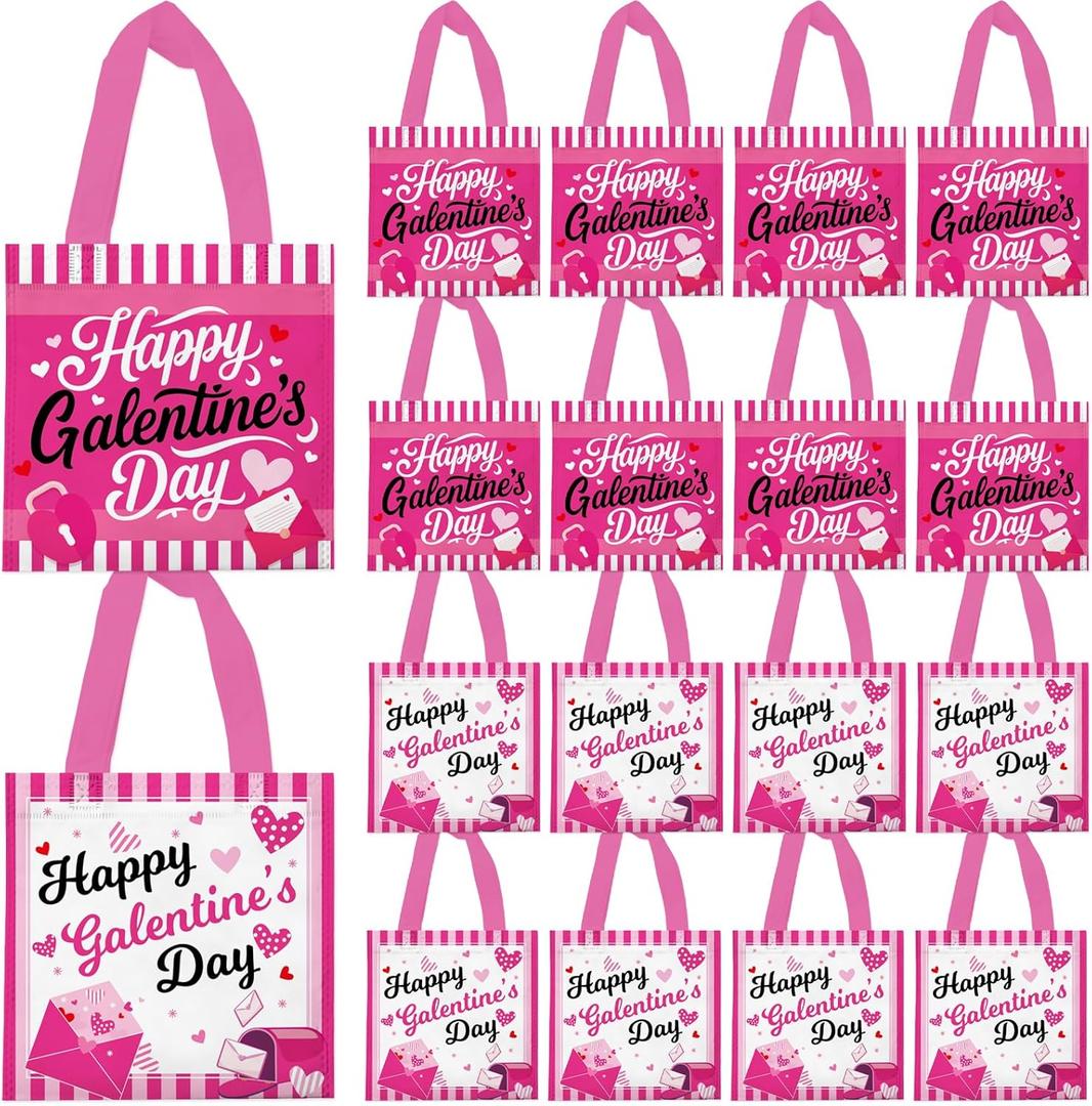 Delaimastor 20Pcs Happy Galentine's Day Gift Bag Non-Woven Tote Bag Reusable Bags With Handles for Ladies Galentine's Day Wedding Party Favors Gift Wrapping