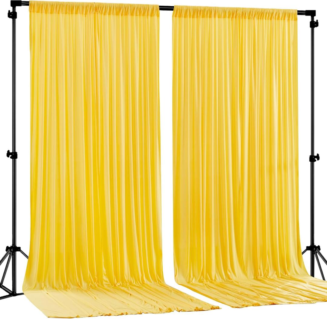 Yellow Backdrop Curtains-Wrinkle-Free Polyester Photography Drapes Party Curtain Background for Baby Shower Wedding Decorations- 8 X10FT (Yellow), W4' x H10'