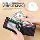 RUNBOX Wallet for Men Slim 11 Credit Card Holder Slots Leather RFID Blocking Small Thin Men's Wallet Bifold Minimalist Front Pocket Large Capacity Gift Box,  0 carbon black