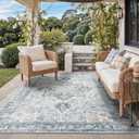 GENIMO Outdoor & Indoor Area Rug 5'x8', Waterproof, Non-Shedding, Easy Cleaning, Boho Mat for Patio, Living Room, Balcony, Dining Room, RV, Deck, Bedroom, Camping, Outside Carpet,Blue