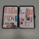 Manicure Set Professional Nail Clippers Kit Pedicure Care Tools- Stainless Steel Women Grooming Kit 18Pcs for Travel or Home (Pink)