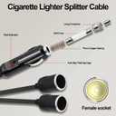 Car Cigarette Lighter Splitter Cable 1 Male to 2 Female Car Vehicle Cigarette Lighter Socket 2-Way Splitter DC Power Charger Ports Adapter Extension Cord for DC 12V 24V Cars RVs Boats-0.45M