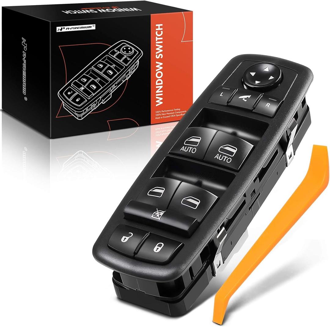 A-Premium Power Master Window Switch Compatible with Jeep Grand Cherokee 2014 2015 2016 2017 2018, with Power Folding Mirrors, with Dual Auto, Front Left Driver Side, Replace# 68184803AC