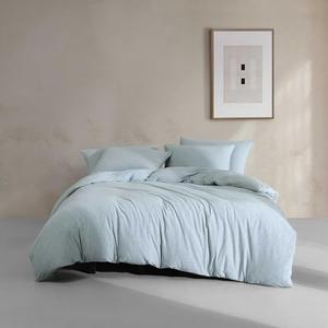 Calvin Klein - Twin XL Comforter Set, Soft Cotton Melange Jersey Bedding with Matching Sham, Oeko-Tex Certified (Modern Cotton Melange Blue, Twin XL)