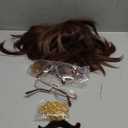 morvally 5pcs Set 70s 80s Disco Wig with Mustache Glasses and Chain | Short Brown Men's Mullet Wig for 60s Singer Rocker Hippies Costume Cosplay Halloween Party