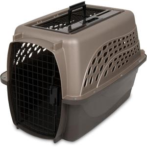 Petmate Dog Crates for Small Dogs & Cat Carriers, Two-Door Plastic Pet Kennel, Top & Front Loading, Made in USA, 24", Tan (24.0"L x 14.5"W x 17.0"H)