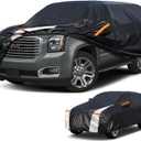 Large SUV Car Cover for GMC Yukon 100% Waterproof All Weather, Heavy Duty Outdoor Full Exterior Covers Rain Sun Wind UV Protection. (GMC Yukon+Towel+Storage Bag)