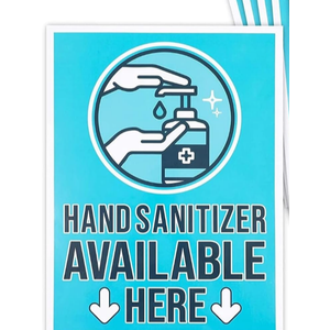 Store Safety Signs,"Hand Sanitizer Available Here" (9 x 12 in, 6 Pack)