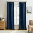 KEQIAOSUOCAI Pinch Pleated Curtains 120 Inches Long 10 FT Tall 2 Panels Set, Thermal Insulated Blackout Room Darkening Curtains for Bedroom,Window Draperies with Hooks(Navy Blue,40x120-inch)