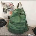 Laptop Backpack for Women Travel Canvas Backpack for Women Vintage Green Aesthetic Backpack for School (13"x5.5"x16.1")