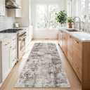 2x5 Washable Runner Rug for Hallway: Non Slip Entryway Runners Rugs Easy-to-Clean - Soft Living Room Bedroom Carpet - Thin Low Pile Floor Mat - Pinkish Beige Brown