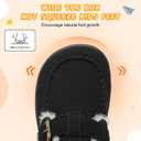 JOINFREE Toddler Slippers Warm Kids Girl Fuzzy House Mules Slippers Boys Wide Toe Slip On Moccasins Slipper Bedroom Memory Foam Home Clogs Shoes Indoor Outdoor Loafers (Black)