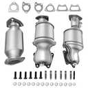 [3PC]FortunaFlow Catalytic Converter Compatible with 2003-2007 Honda Accord,2005-2010 Honda Odyseey,2003-2009 Acura MDX,2005-2008 Honda Pilot 3.0L 3.2L 3.5L 3.7L(EPA Compliant high flow standard)
