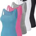 BQTQ 5 Pack Women's Tank Tops Square Neck Sleeveless Ladies Tank Top Undershirts XL