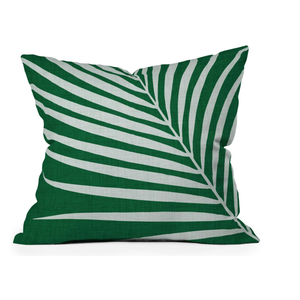 Society6 Modern Tropical Minimalist Palm Leaf Throw Pillow, 16"x16", Green