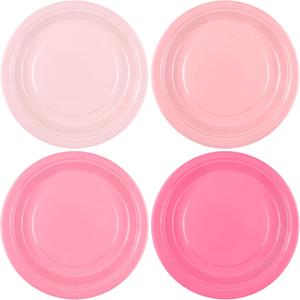 Breroa 72 Pieces Gradient Pink Paper Plates 7 Inch Bulk Paper Plates Disposable Round Dessert Plate Heavy Duty Solid Color Plate Table Decors for Birthday Party, Dinner Table, Wedding