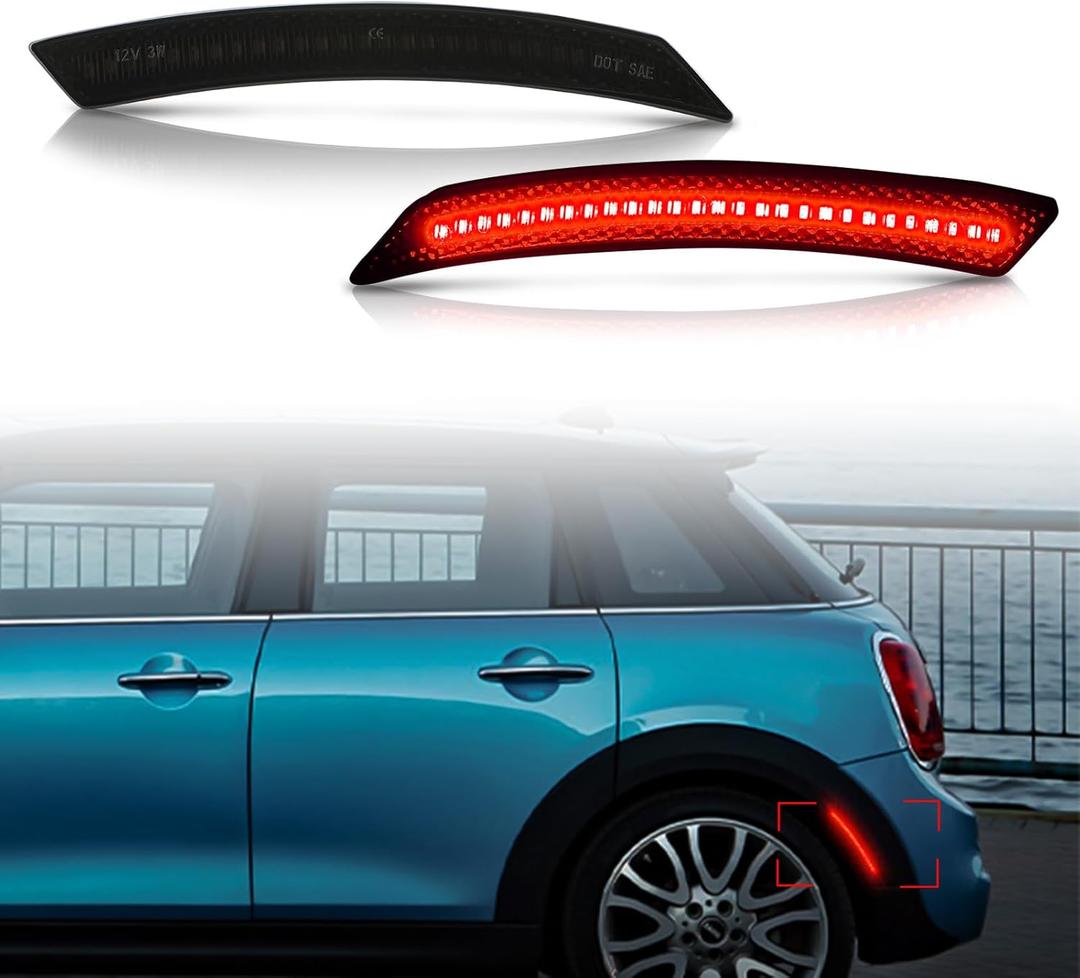 Bestview Side Marker Light Assembly Compatible for MINI Cooper R55 R56 R57 R58 R59 R60 R61 2007-2015, Red Rear Fender Bumper Lamps, Smoked Lens 2PCS Bestview Side Marker Light Assembly Compatible for MINI Cooper R55 R56 R57 R58 R59 R60 R61 2007-2015, Red Rear Fender Bumper Lamps, Smoked Lens 2PCS