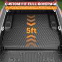 KUST Floor Mats Truck Bed Mat for 2022-2026 Nissan Frontier Accessories (Crew Cab with 2nd Row Under-Seat Storage), 5FT Bed Liner & All Weather Floor Liners Truck Mats, TPE Rubber, Raised Edge